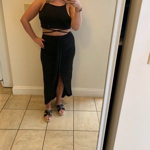 Two piece skirt and top. Also, have in red.